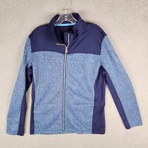 Straight Down Jacket Women's XL Blue Fleece Lined Casual Long Sleeve Full Zip